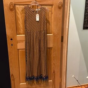 Z avenue USA Camel Scarf Print Sleeveless Maxi Dress